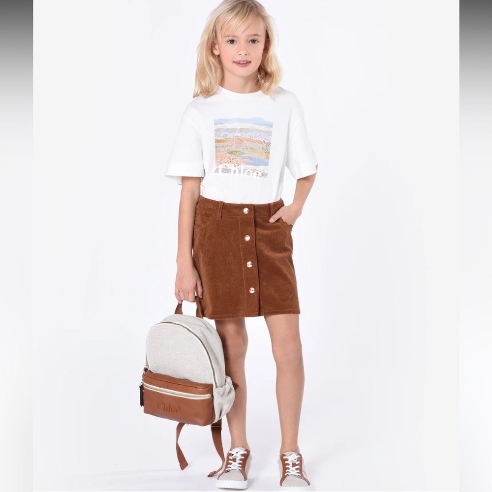 Chloe brown corduroy designer girls skirt 8